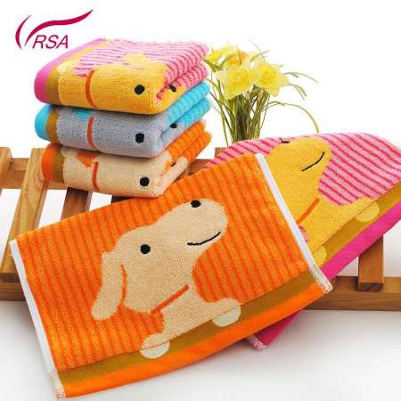 Organic bamboo cotton Soft animal cute dog printed clean face towel for baby