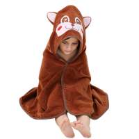 MICHLEY New brown animal children's beach towel coral Plush absorbent baby Cape towel bathrobe coral Plush bath towel